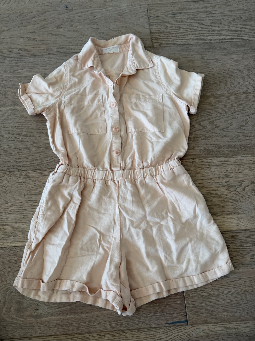 Bella Dahl Pale Peach Short Sleeve Button Romper